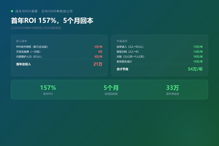 物流RPA成本与ROI测算