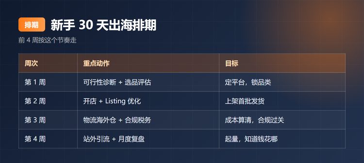 新手30天出海排期