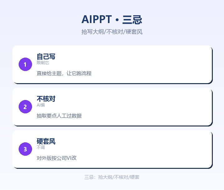 AIPPT三忌 自己抢写大纲不核对数据