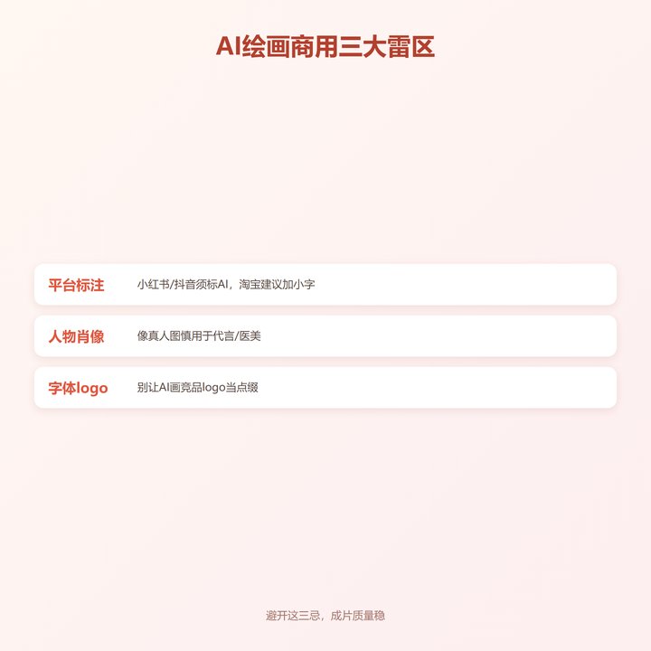 AI绘画商用三大雷区提醒卡