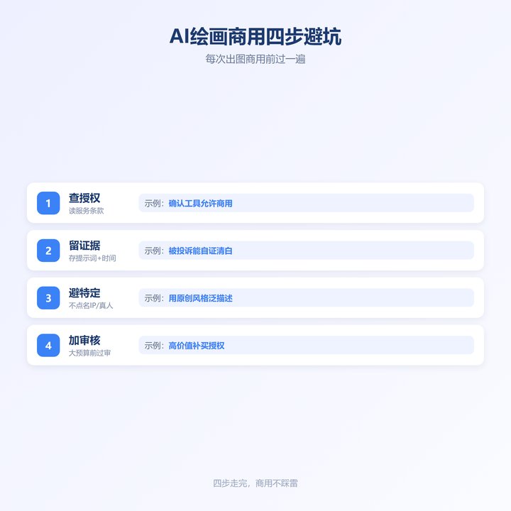 AI绘画出图想商用？四步避坑保合规不踩雷