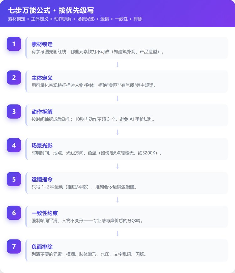 Seedance 2.0 七步万能公式流程图