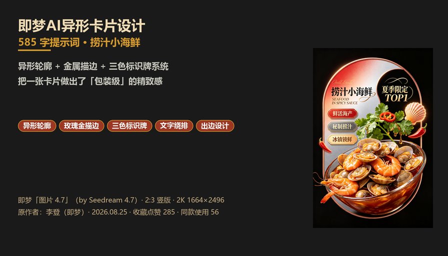 即梦AI捞汁小海鲜异形卡片封面