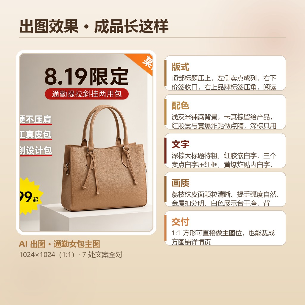 通勤女包主图出图效果