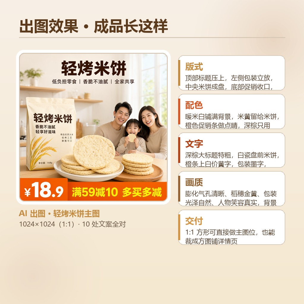 轻烤米饼主图出图效果